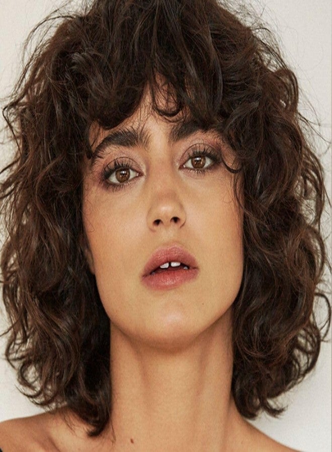Kaneles Short Brown Curly Wig Womens Bob Wig with Bangs Shoulder Length Naturel Hair Wigs for Daliy Party Halloween Use - Image 1